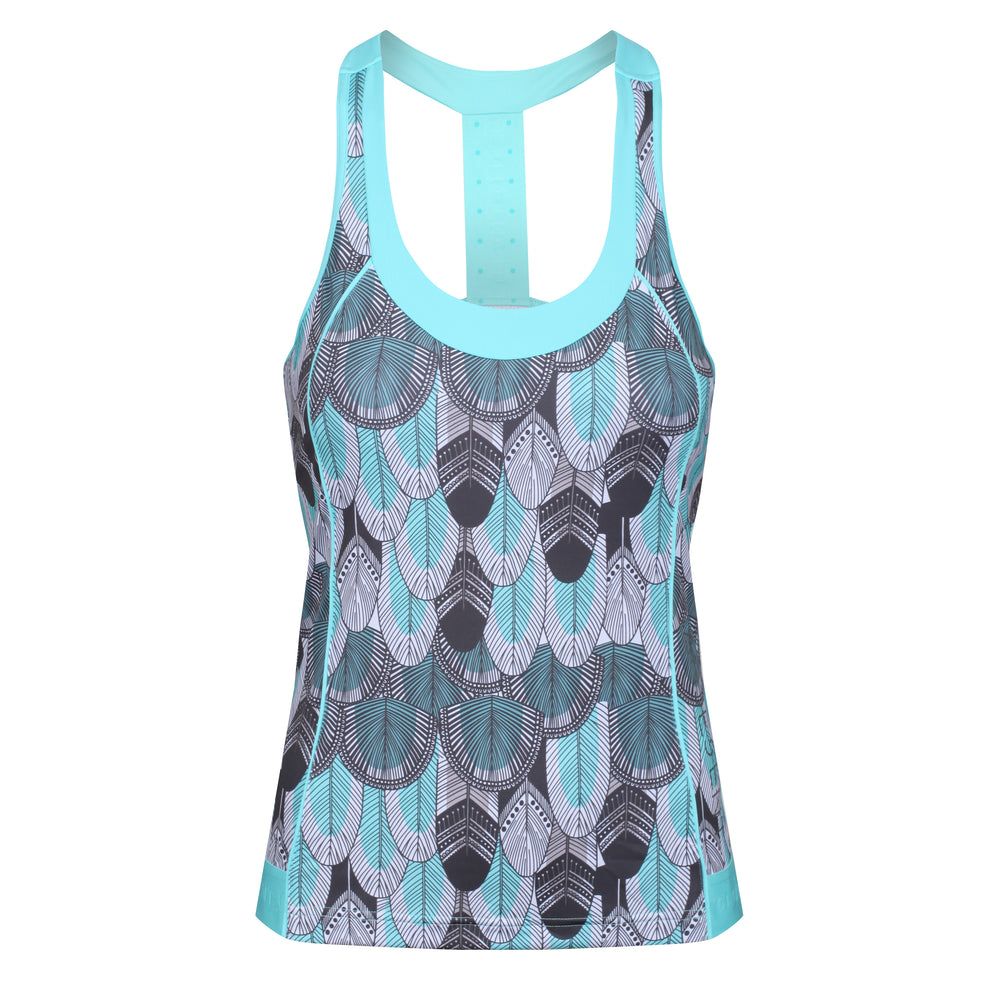 Power T-Back Tank Top (Feather Print)